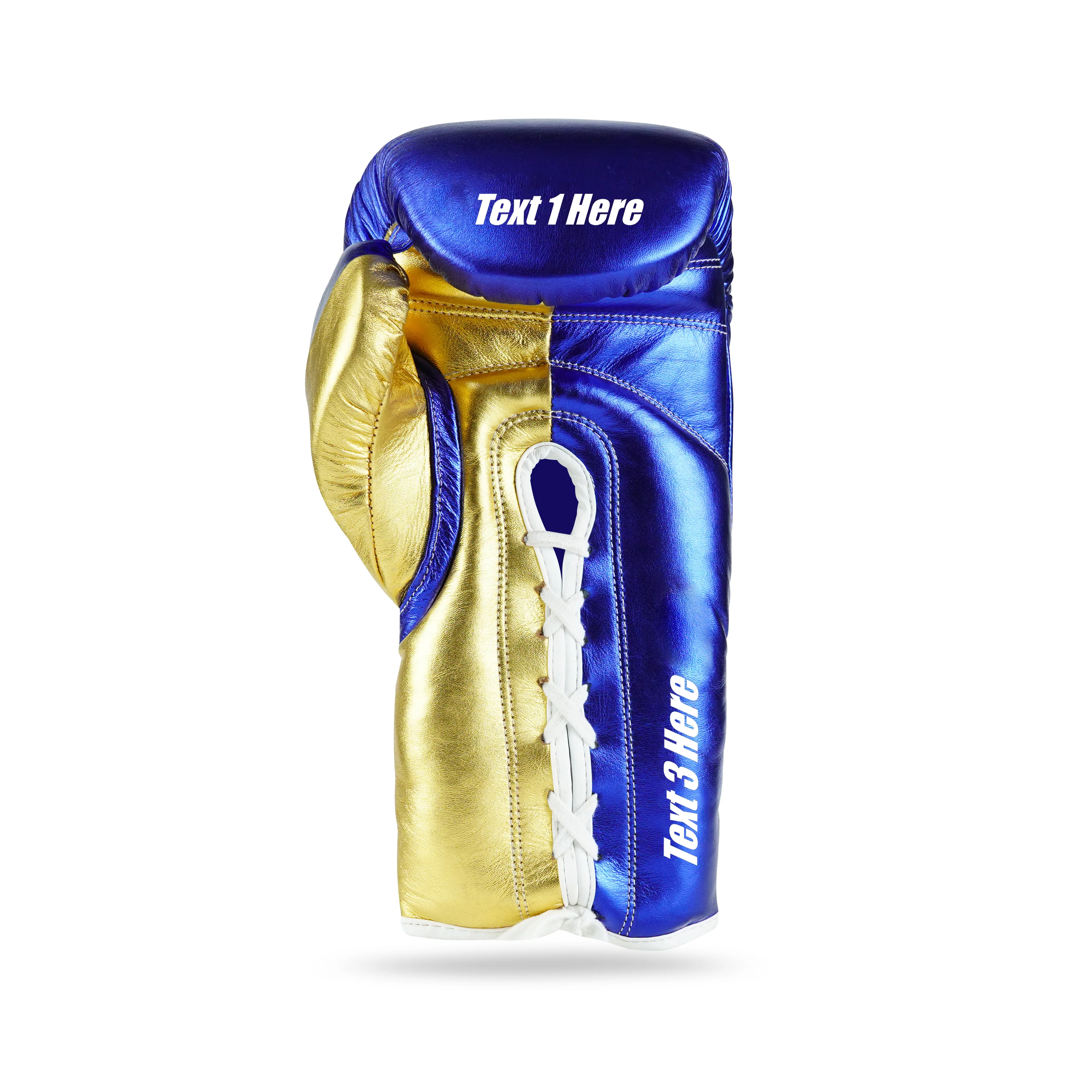 WYRM Deluxe Blue/Gold Customized Pro Boxing Genuine Leather Gloves - Image 7